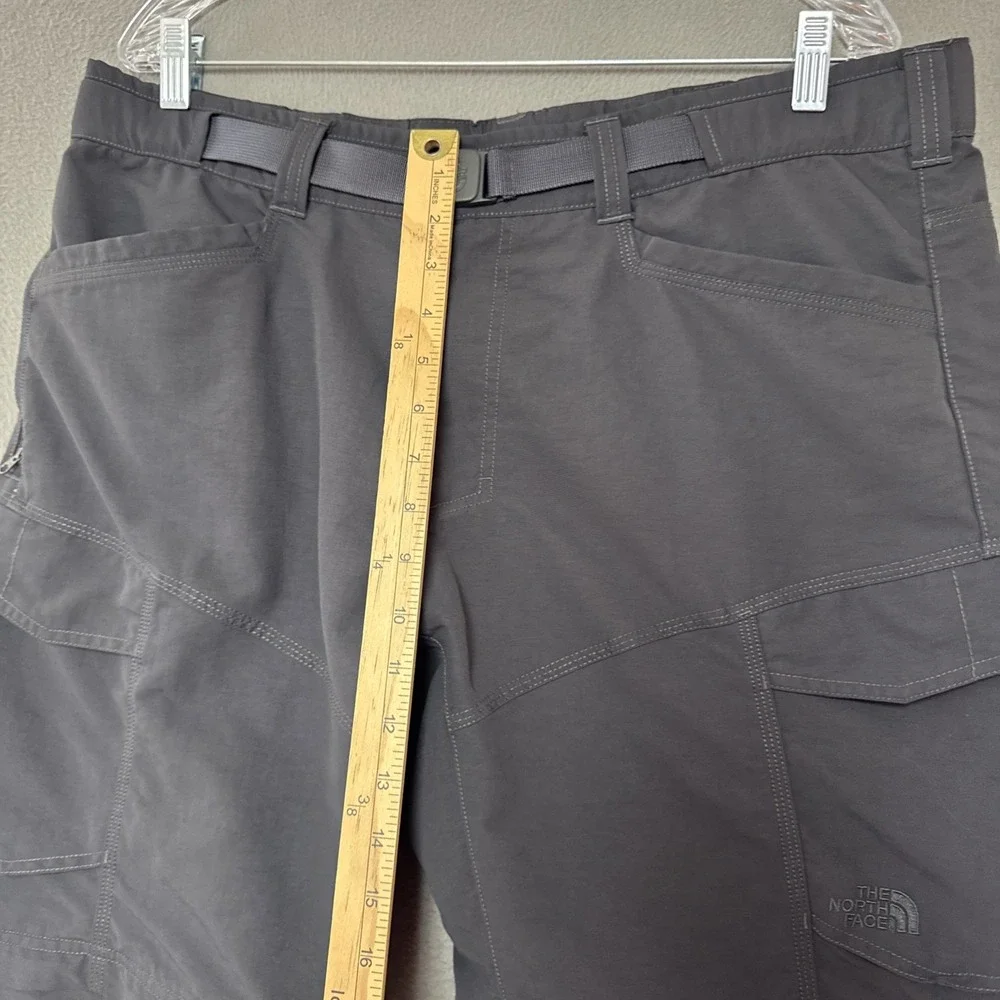 The North Face Paramount Trail Belted Convertible Pants Mens L Gray Hiking Cargo